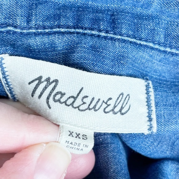 Madewell Blue Denim Drop Hem Mini Shirt Dress in Abbot Wash G5302 Size XXS - Picture 11 of 12